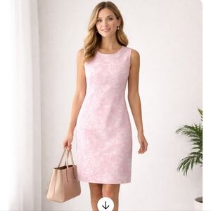 Talbots Pink and White Floral Midi Dress. W3